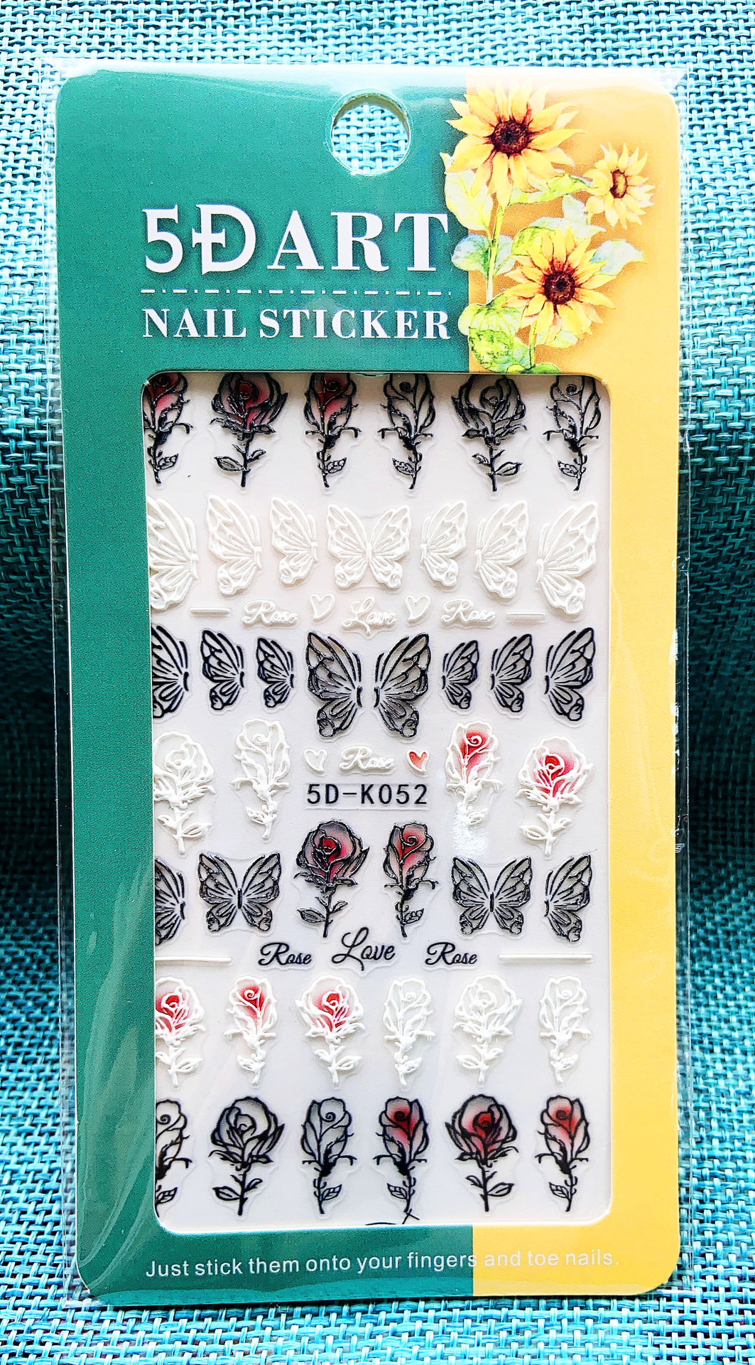 5D Embossed Butterfly Rose Nail Sticker