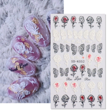 5D Embossed Butterfly Rose Nail Sticker