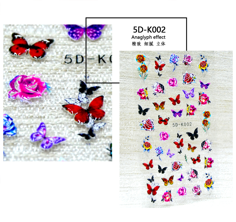 5D Embossed Butterfly Flowder Nail sticker