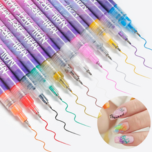 12 Colors Nails Art Marker Acrylic Paint Marker 0.5mm Nail Liner Brush Nail Drawing Pen