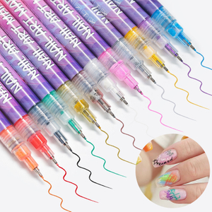 12 Colors Nails Art Marker Acrylic Paint Marker 0.5mm Nail Liner Brush Nail Drawing Pen