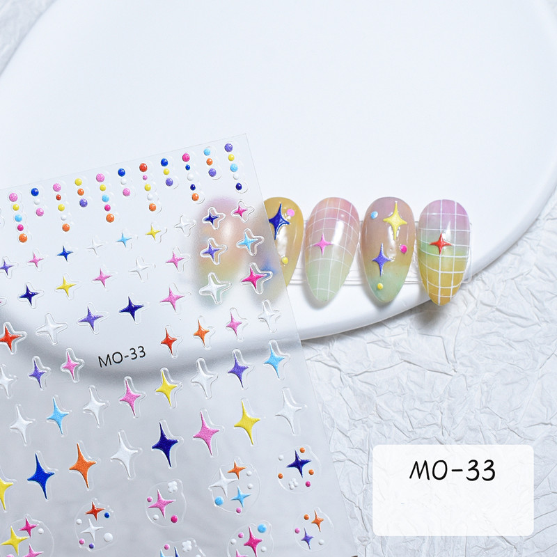 Embossed Macarone Color Star Heart Nail Sticker Nail DIY Decoration