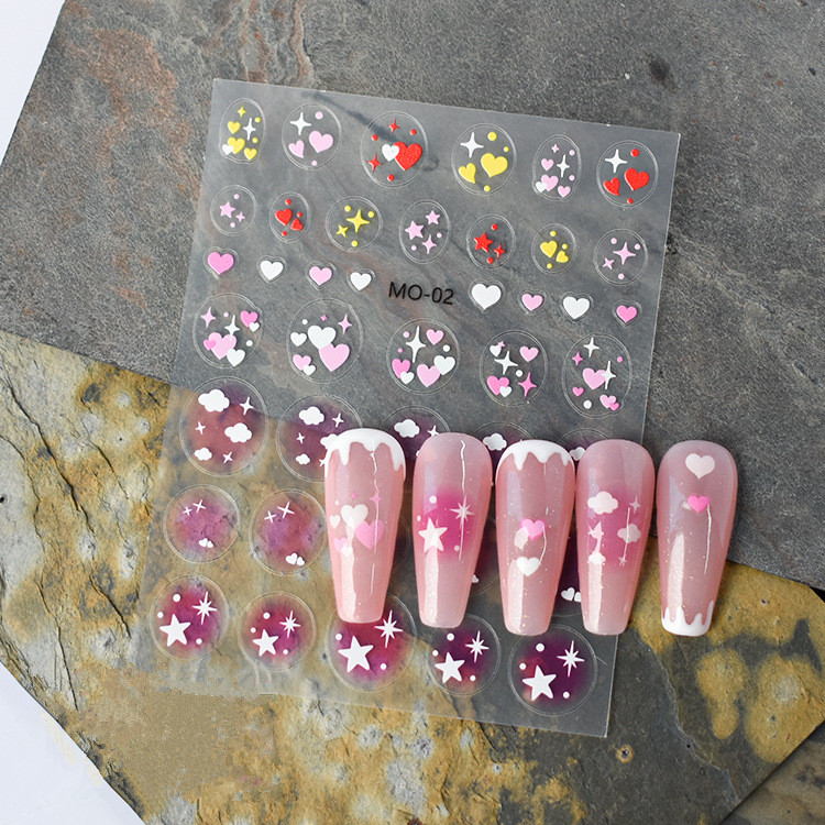 Thin Rainbow Heart Nail Diy Sticker