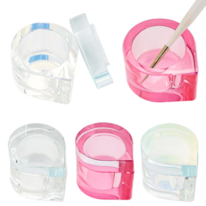 Glass Nail Dappen Dish with Lid Acrylic Liquid Remover Container Decoration Storage