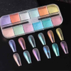 12 Color Pearl Nail Powder Glitter Dust Aurora Solid Mirror Holographic Chrome Nail Powder 