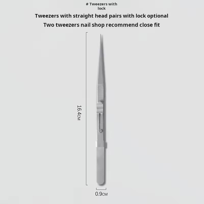 Stainless Steel Nail Tweezers Adjustable with Buckle Slide Lock Antistatic for Rhinestone