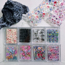 Flower Nail Foils for Transfer Foils Paper Floral Stickers Colorful Nail Wraps Tulip Purple Nail Art Decorations
