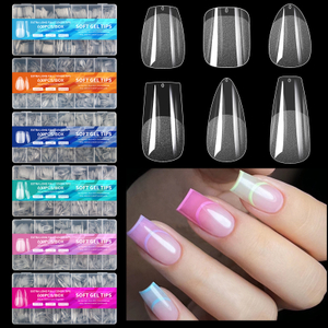 PMMA Material 600pcs/box Semi-Frosted Soft Gel Tips High Quality