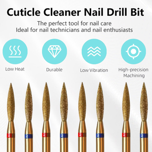 2mm Long Flame Cuticle Clean Nail Drill Bit Titanium Russian Diamond Nail Bits Dead Skin Nail Accessories Cleaner Manicure Tool