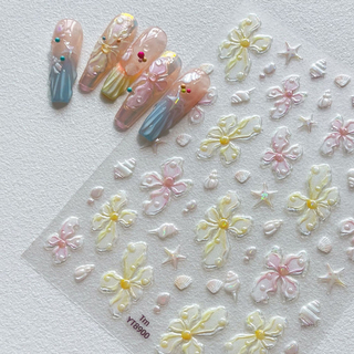 Iridescent Pearlescent Floral Nail Decal