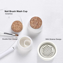 Double Dish Ceramics Nail Brush Wash Cup With Strainer