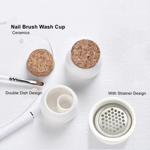 Double Dish Ceramics Nail Brush Wash Cup With Strainer