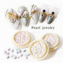 Plating AB Flat Bottom Semicircle Peral Nail Decoration