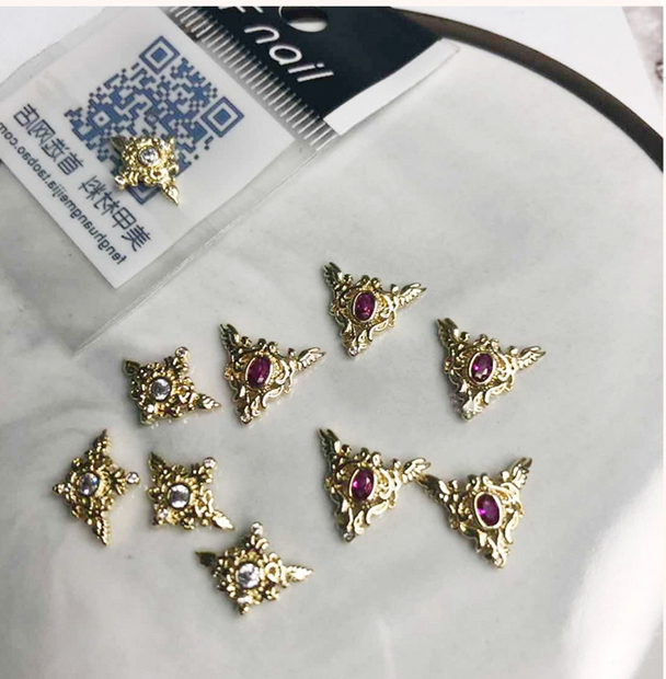 Real Gold Plating Do Not Fade Nails Zircon Jewelry Angel Wings Nail Decoration