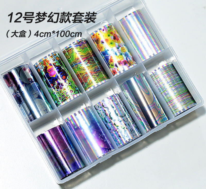 New Arrival Laser Lace Marble Flower Transfer Foil Sticker 10 Pcs/set
