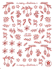 CB-144 3D Laser Red Christmas Tree Nail Sticker