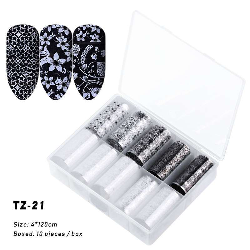 Black And White Nail Transfer Foil Sticker