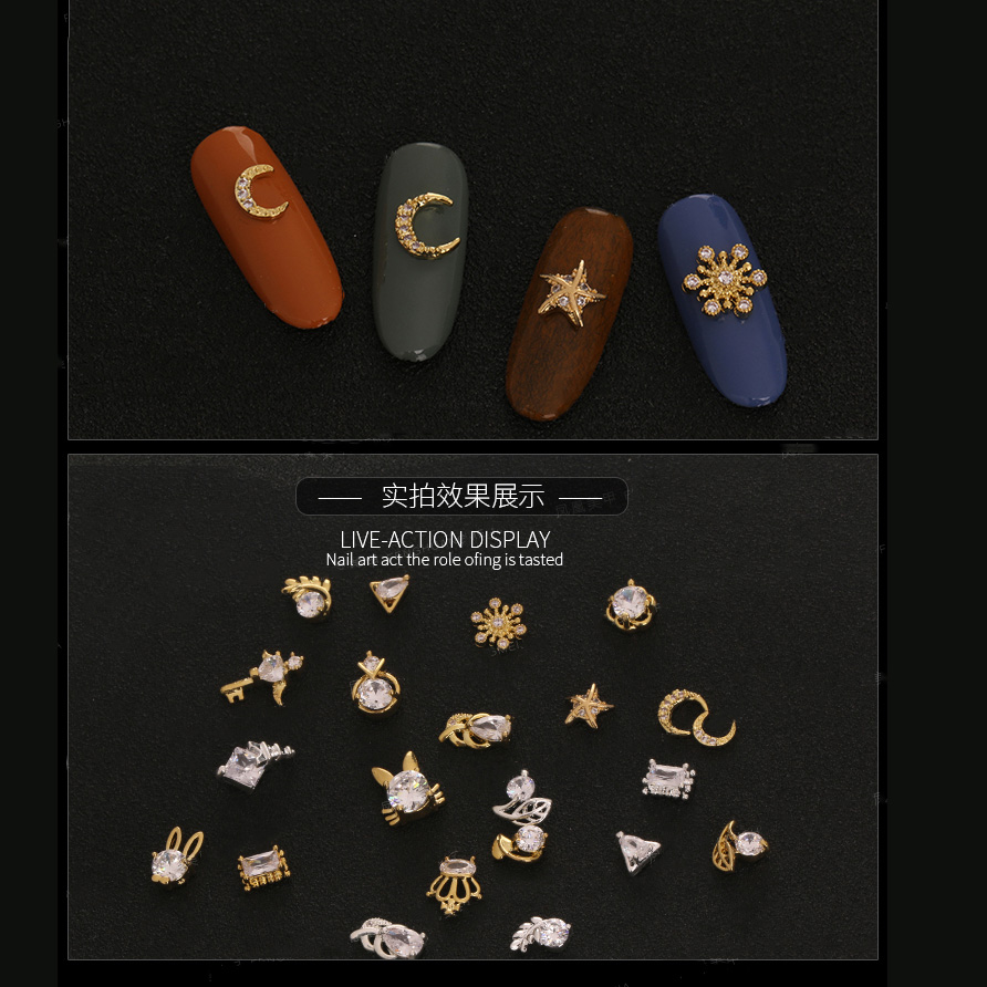 Nail Art Zircon Jewelry Real Gold Plating Nail Diamond Decorations Good Quality Not Fade