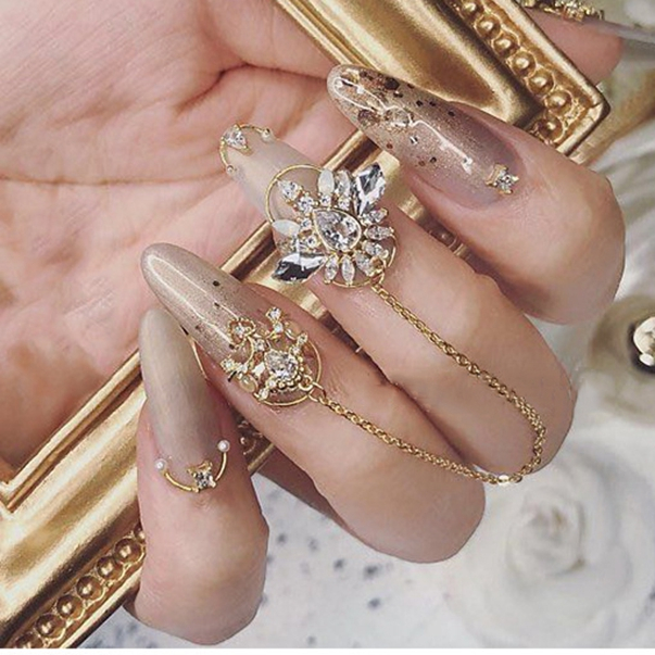 Real Gold Plating Do Not Fade Nails Zircon Jewelry Angel Wings Nail Decoration
