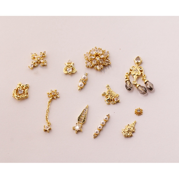 Web Celebrity Exaggerated Nail Jewelry Shiny Zircon Three-layer Large Snowflake Black Crystal 