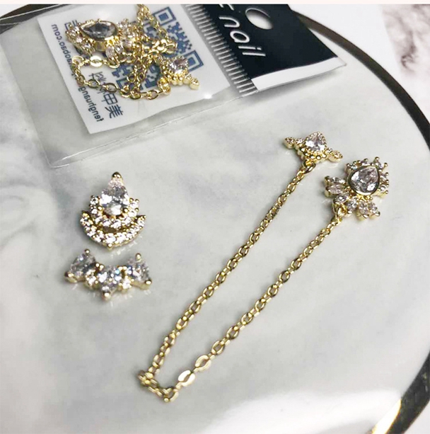 Real Gold Plating Do Not Fade Nails Zircon Jewelry Angel Wings Nail Decoration