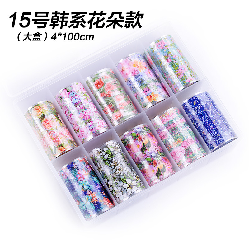New Arrival Laser Lace Marble Flower Transfer Foil Sticker 10 Pcs/set