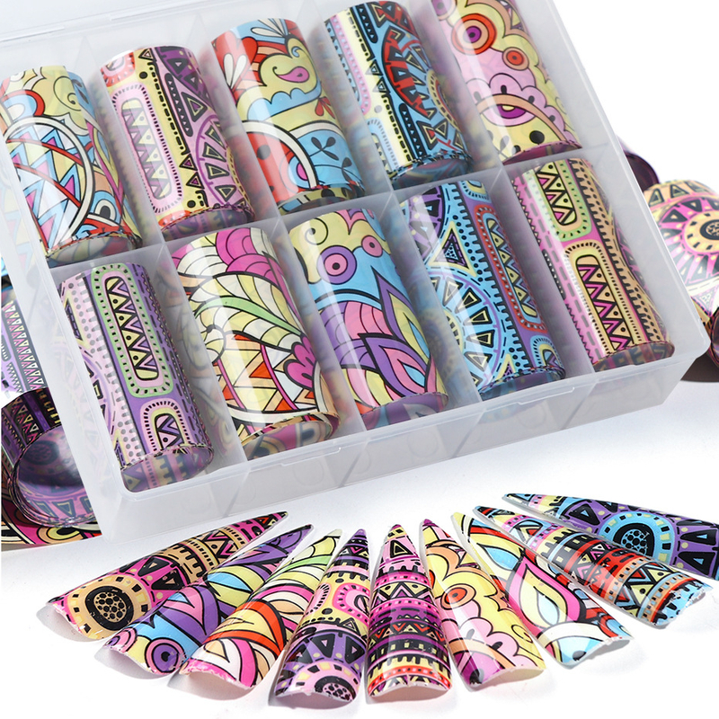  Popular Retro Design Nail Transfer Foil Sticker Set