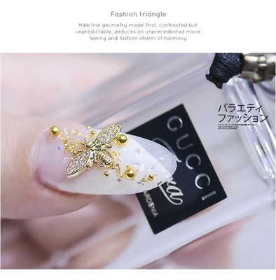 Same Paragraph As Japanese Magazine High-Quality Nail Metal Jewelry Alloy Small Bee Gold Plating Zircon Nail Decoration