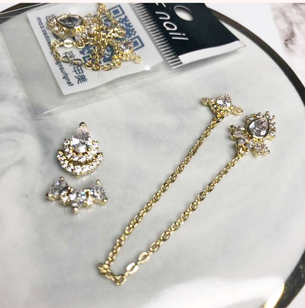 Real Gold Plating Do Not Fade Nails Zircon Jewelry Angel Wings Nail Decoration