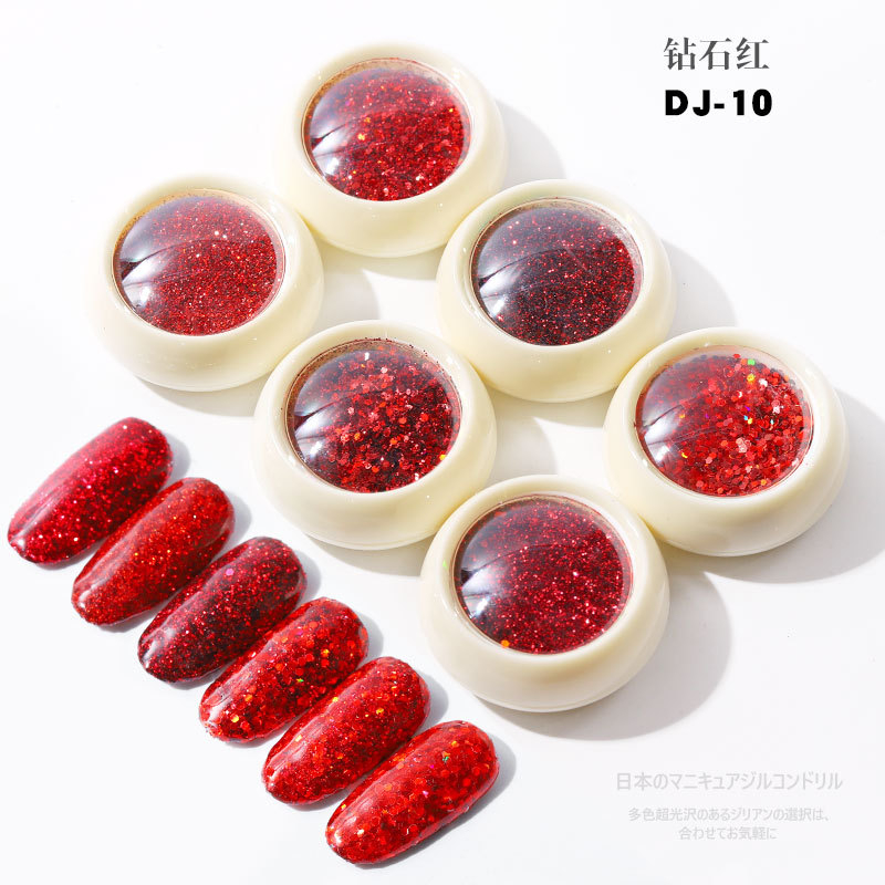 Red Nail Art Glitter Powder Set for Beauty
