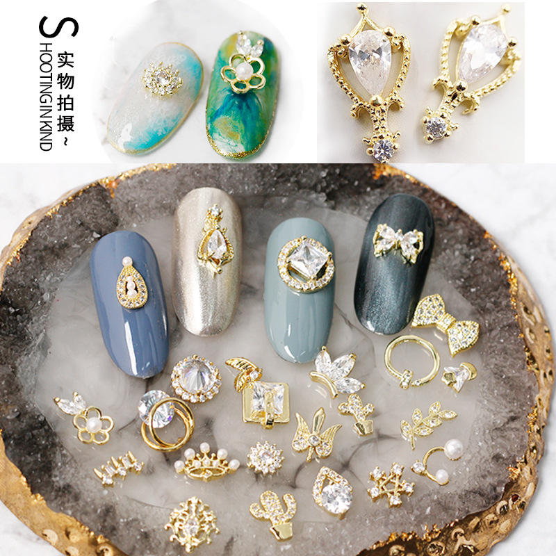 Japanese Style Star Cactus Design Shiny Zircon Nail Art Jewelry