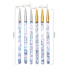 3pcs Nail Liner Brush Set with Acrylic Sequins Handle