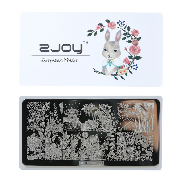 With Plastic Back Zjoy Series 60*120mm rectangle metal Nail Stamp Plate