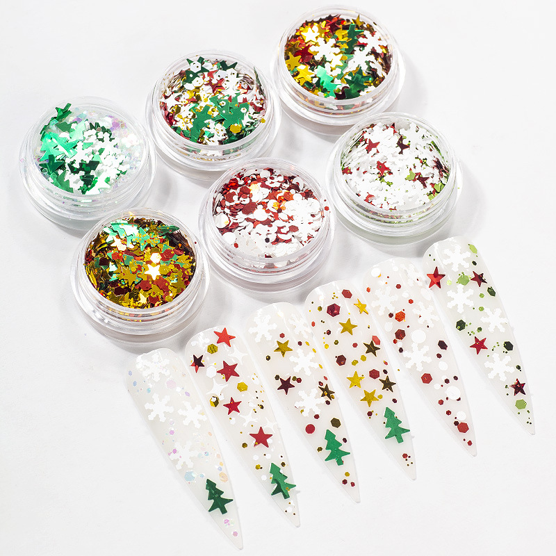 Christmas Series Tree Snowflake Nails Sequins