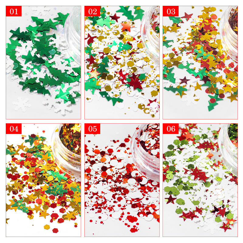 Christmas Series Tree Snowflake Nails Sequins